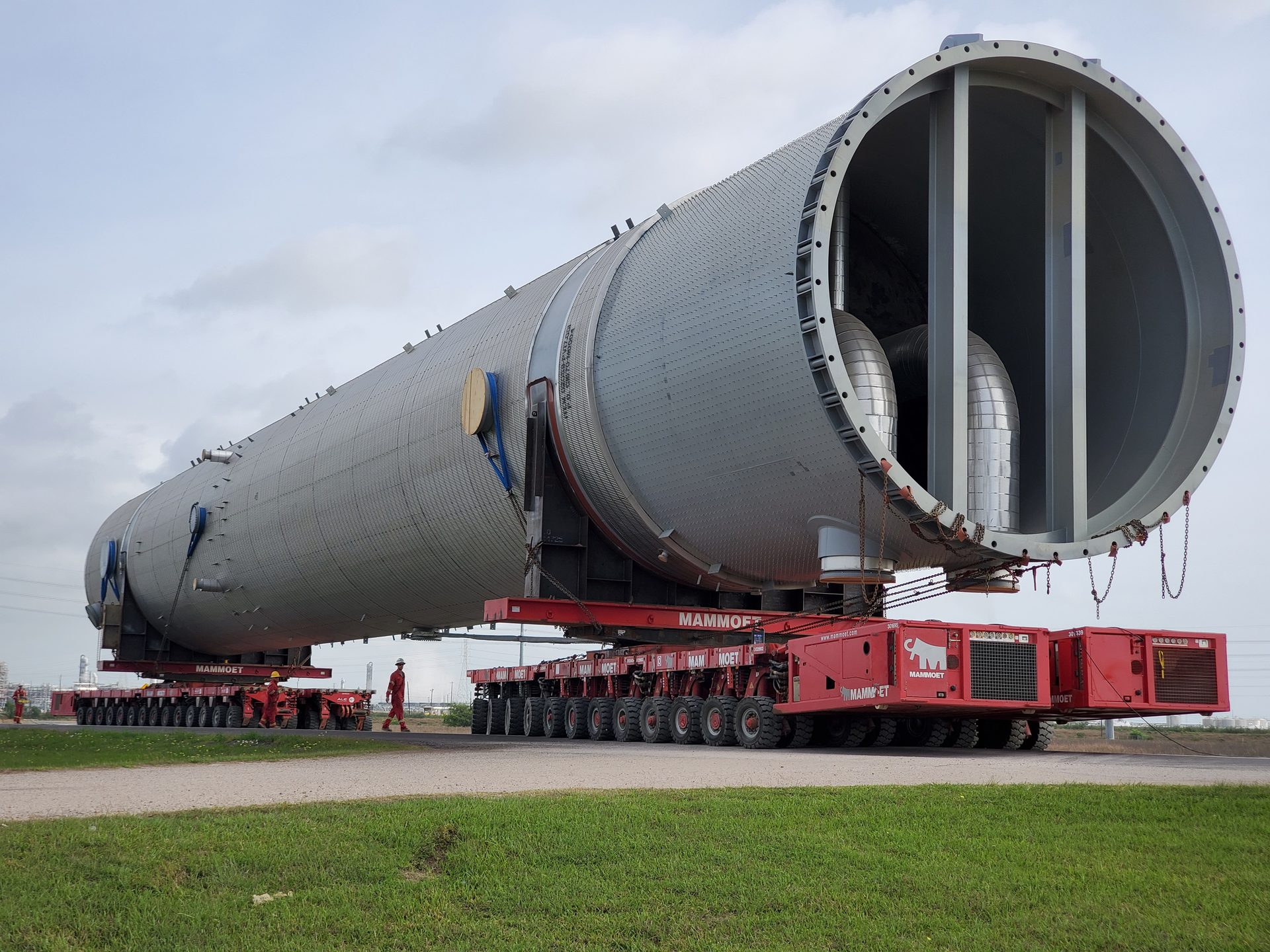 Large vessel prepared for shipment