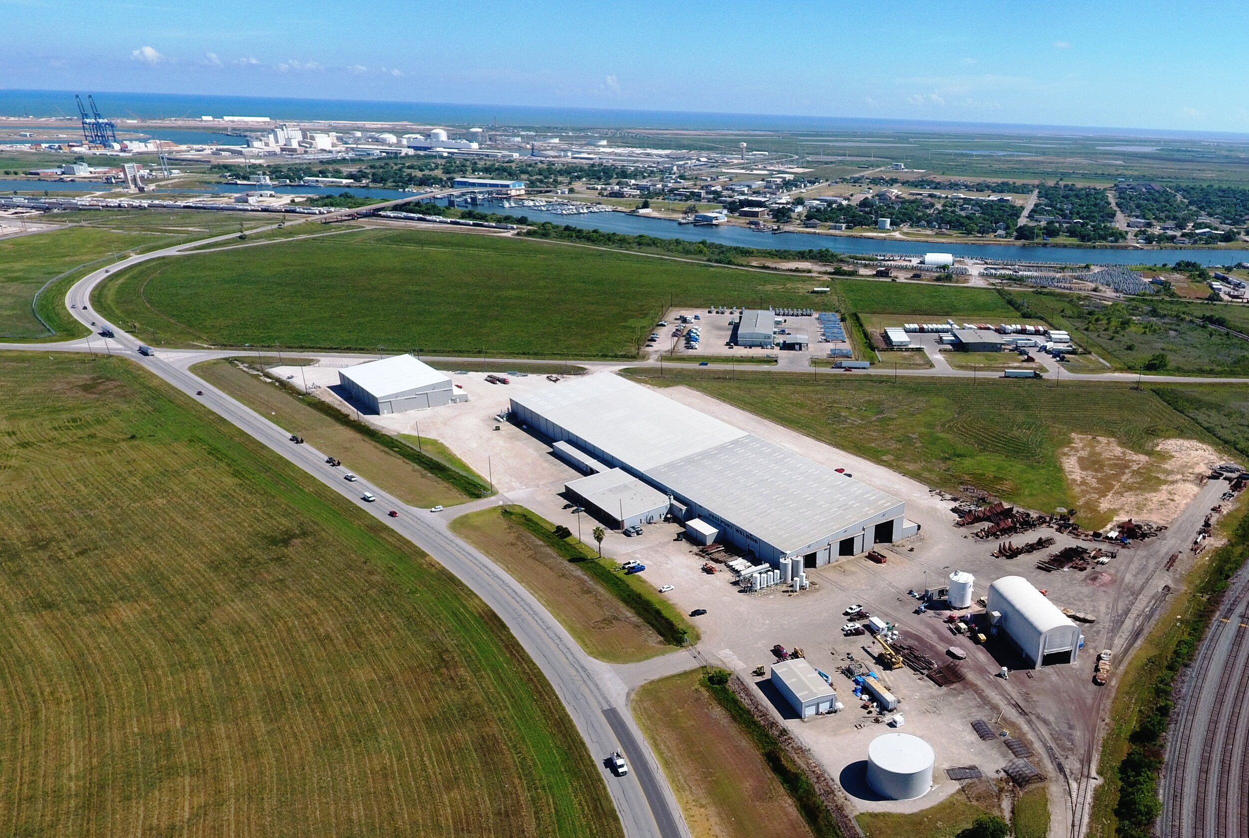 Aerial view of the Freeport Welding & Fabricating facility in Freeport, Texas.