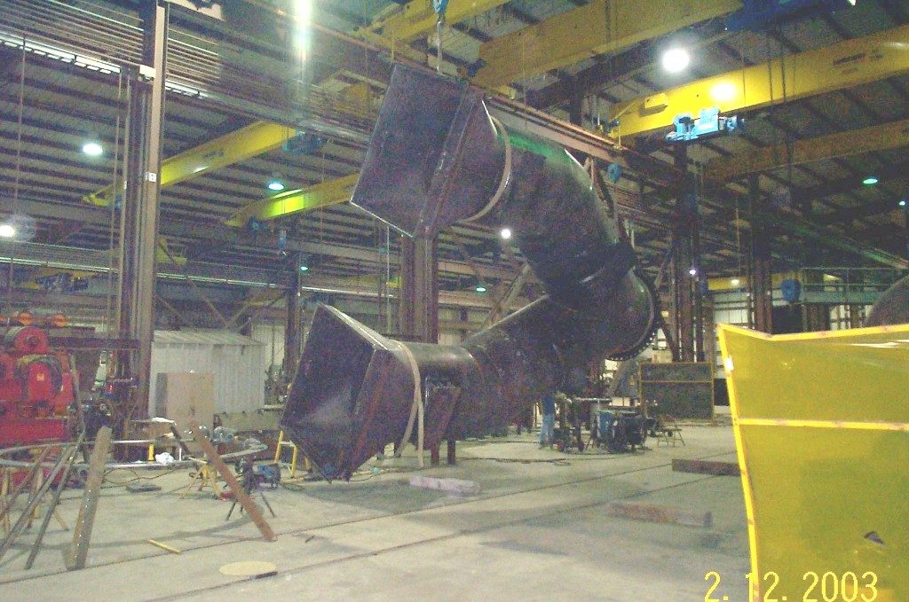 Y-shaped duct section in the fabrication shop